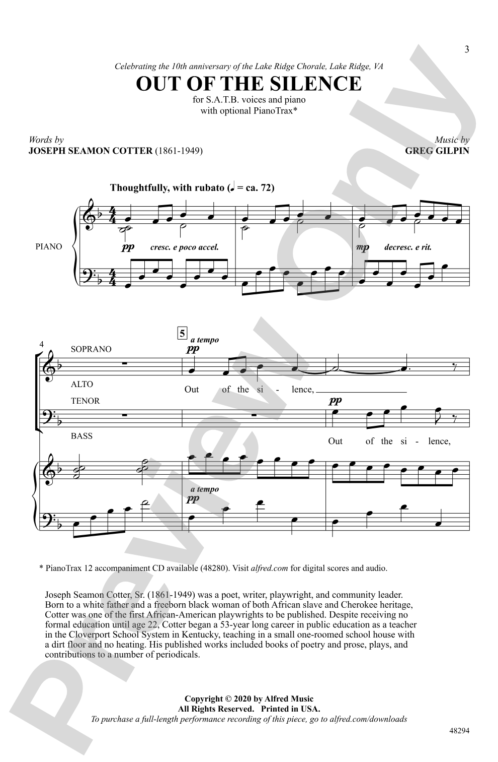 Out of the Silence: SATB Choral Octavo
