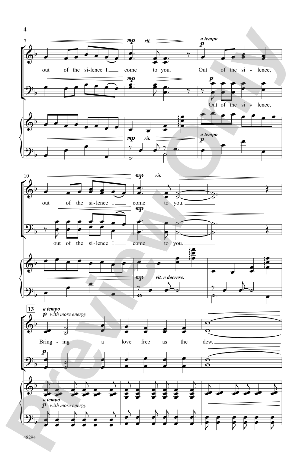 Out of the Silence: SATB Choral Octavo