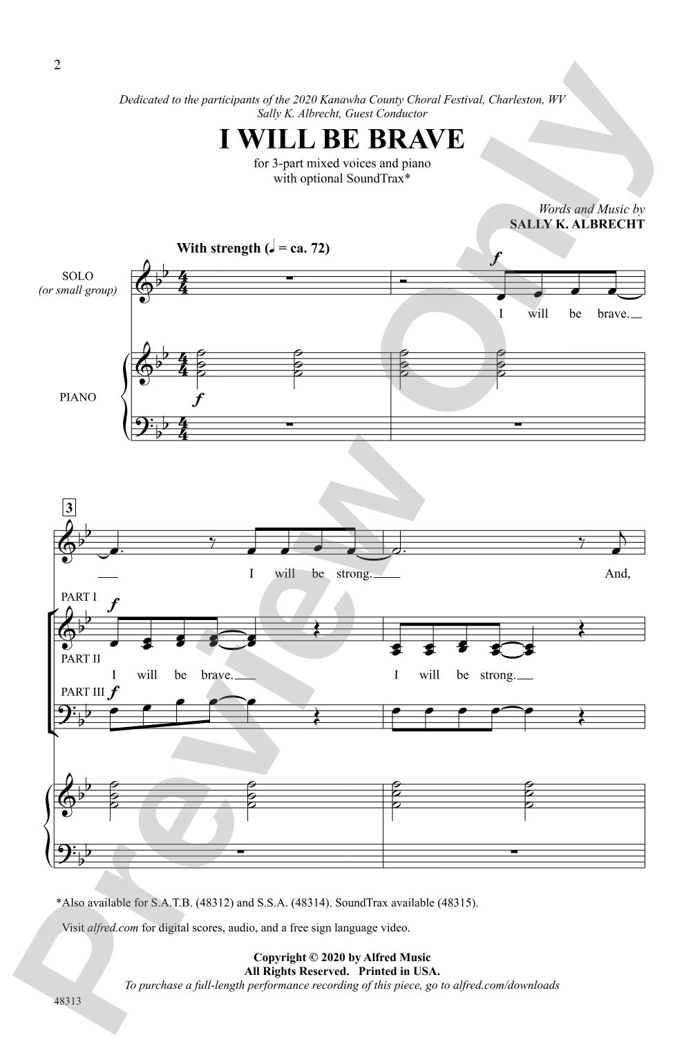 I Will Be Brave: 3-Part Mixed Choral Octavo