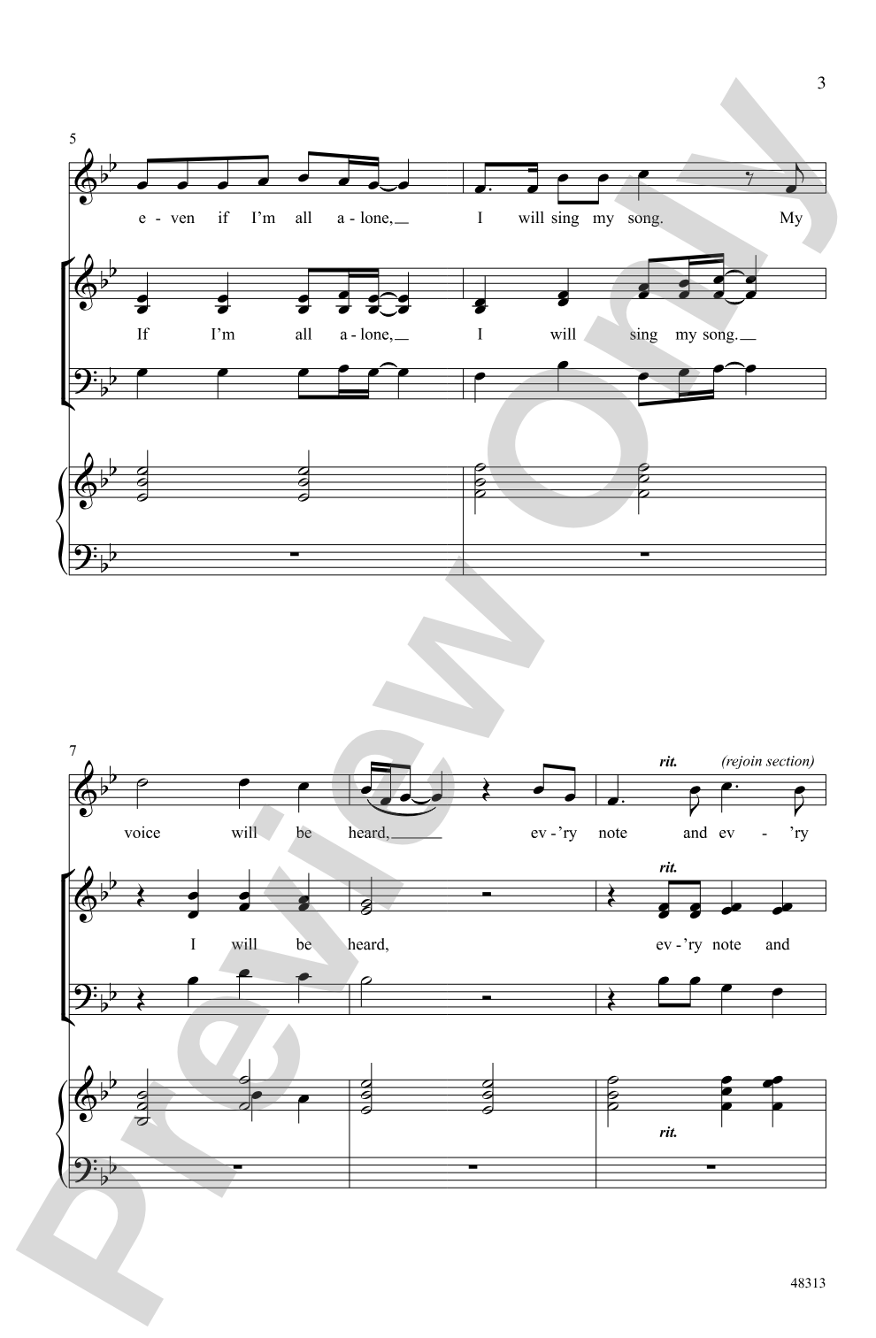 I Will Be Brave: 3-Part Mixed Choral Octavo