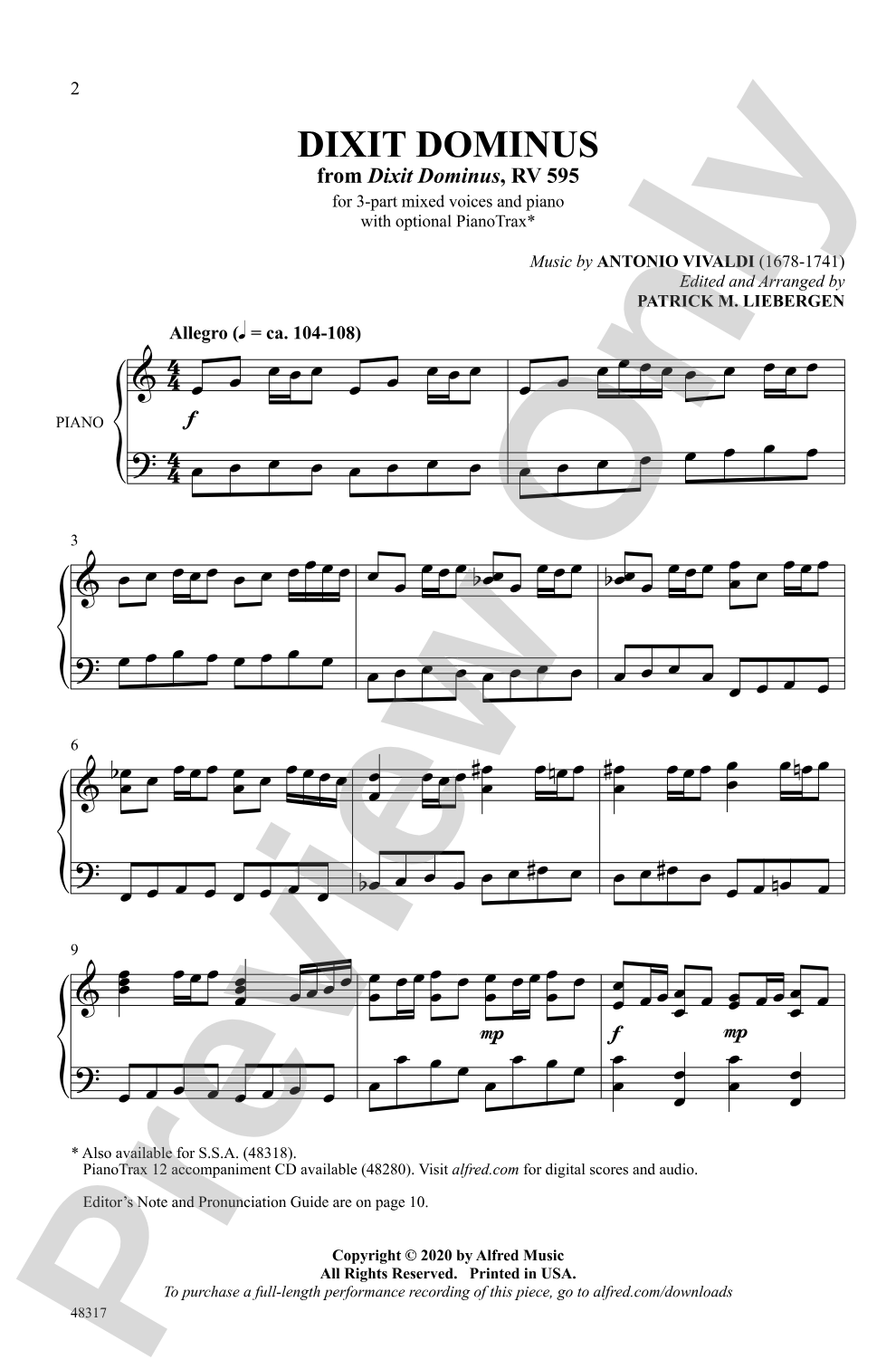 Dixit Dominus: 3-Part Mixed Choral Octavo