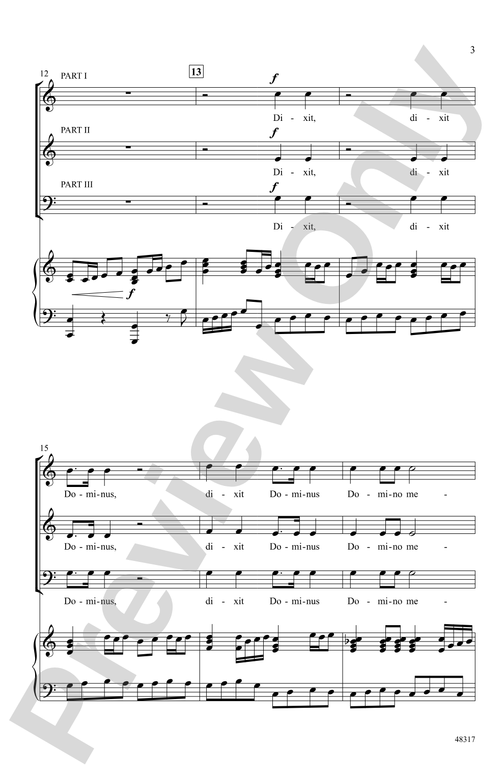 Dixit Dominus: 3-Part Mixed Choral Octavo