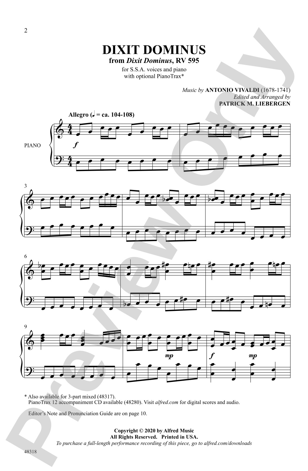 Dixit Dominus: SSA Choral Octavo