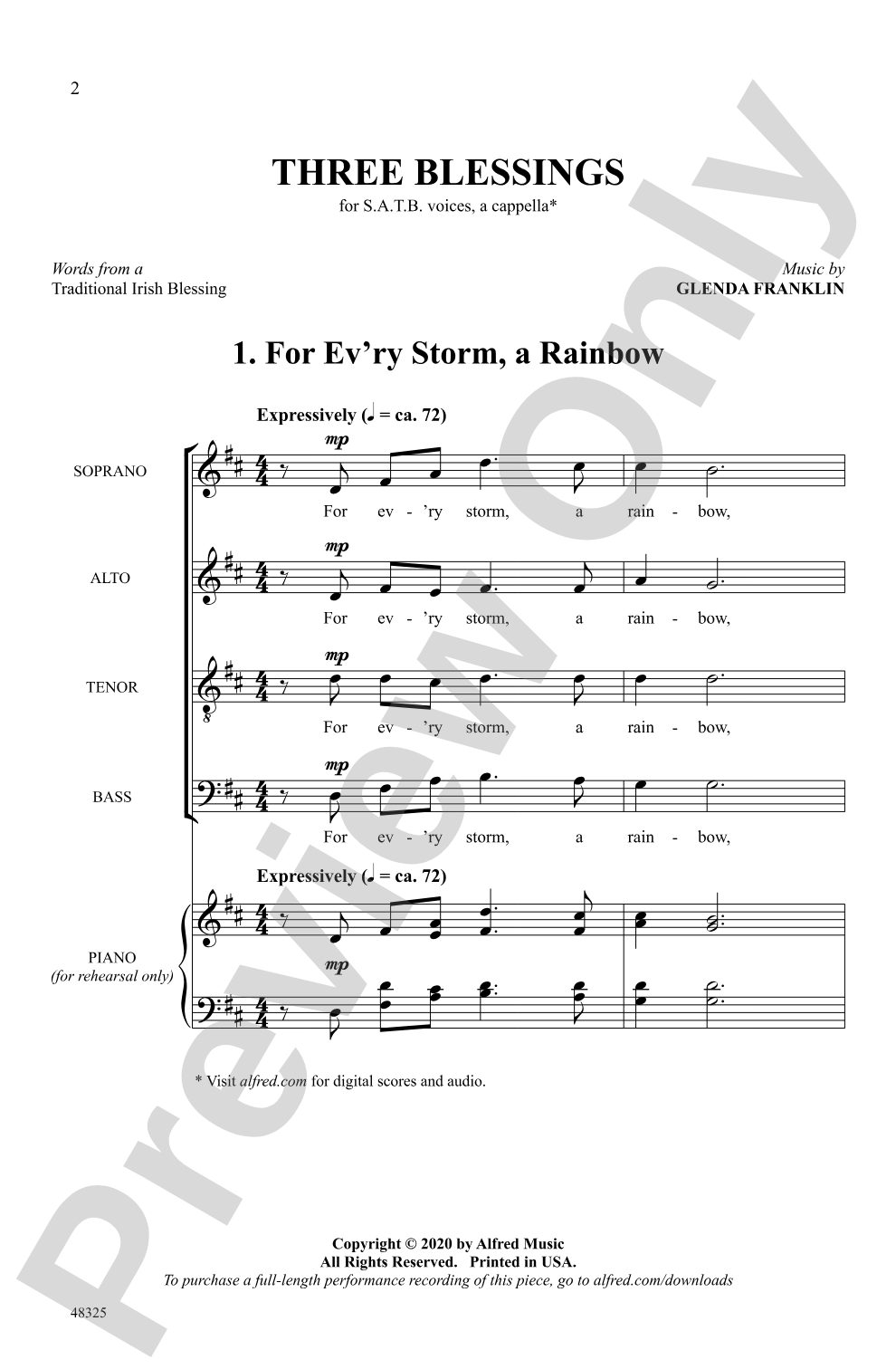 Three Blessings: SATB <i>a cappella</i> Choral Octavo