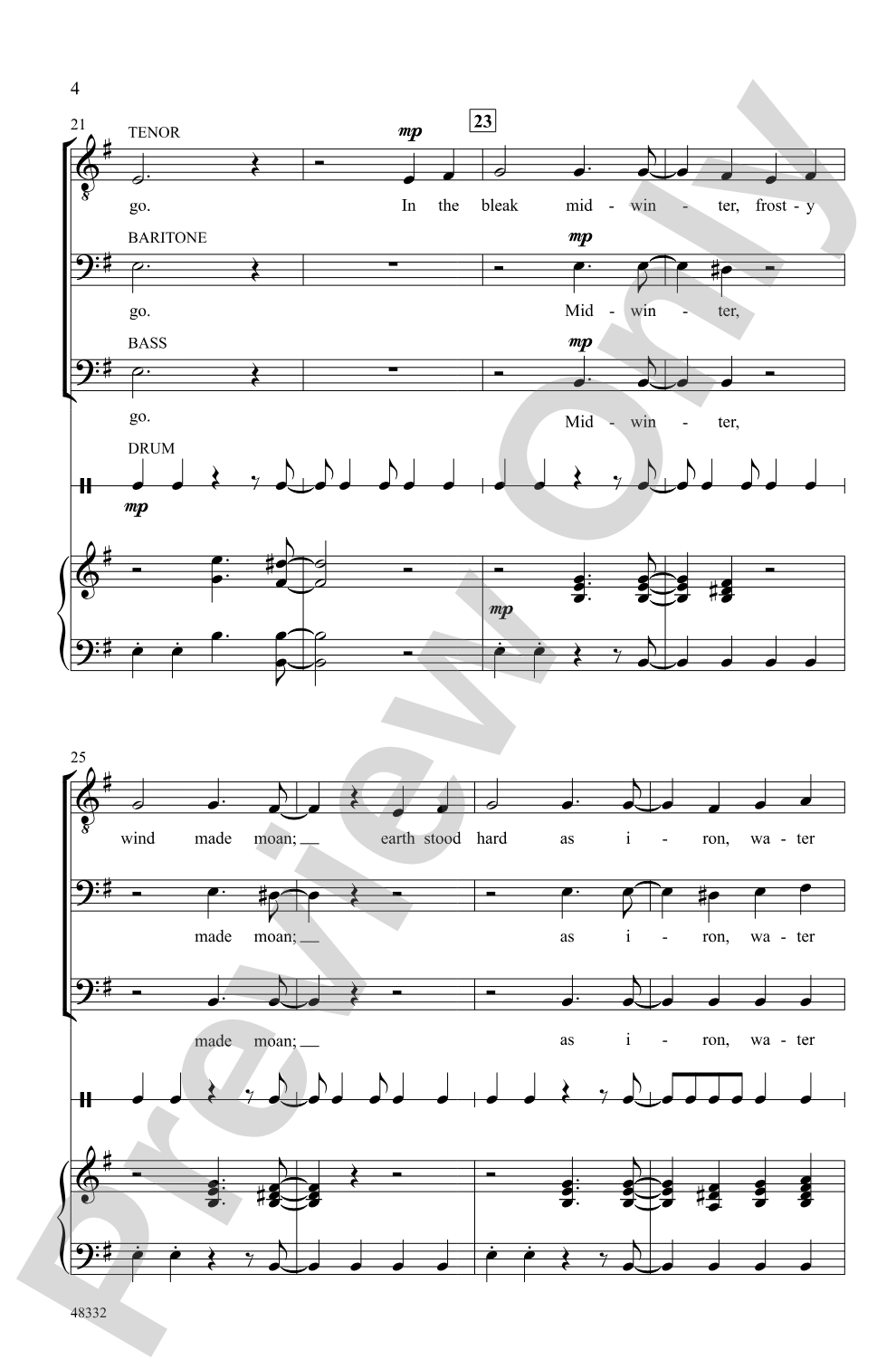 In the Bleak Midwinter: TBB Choral Octavo