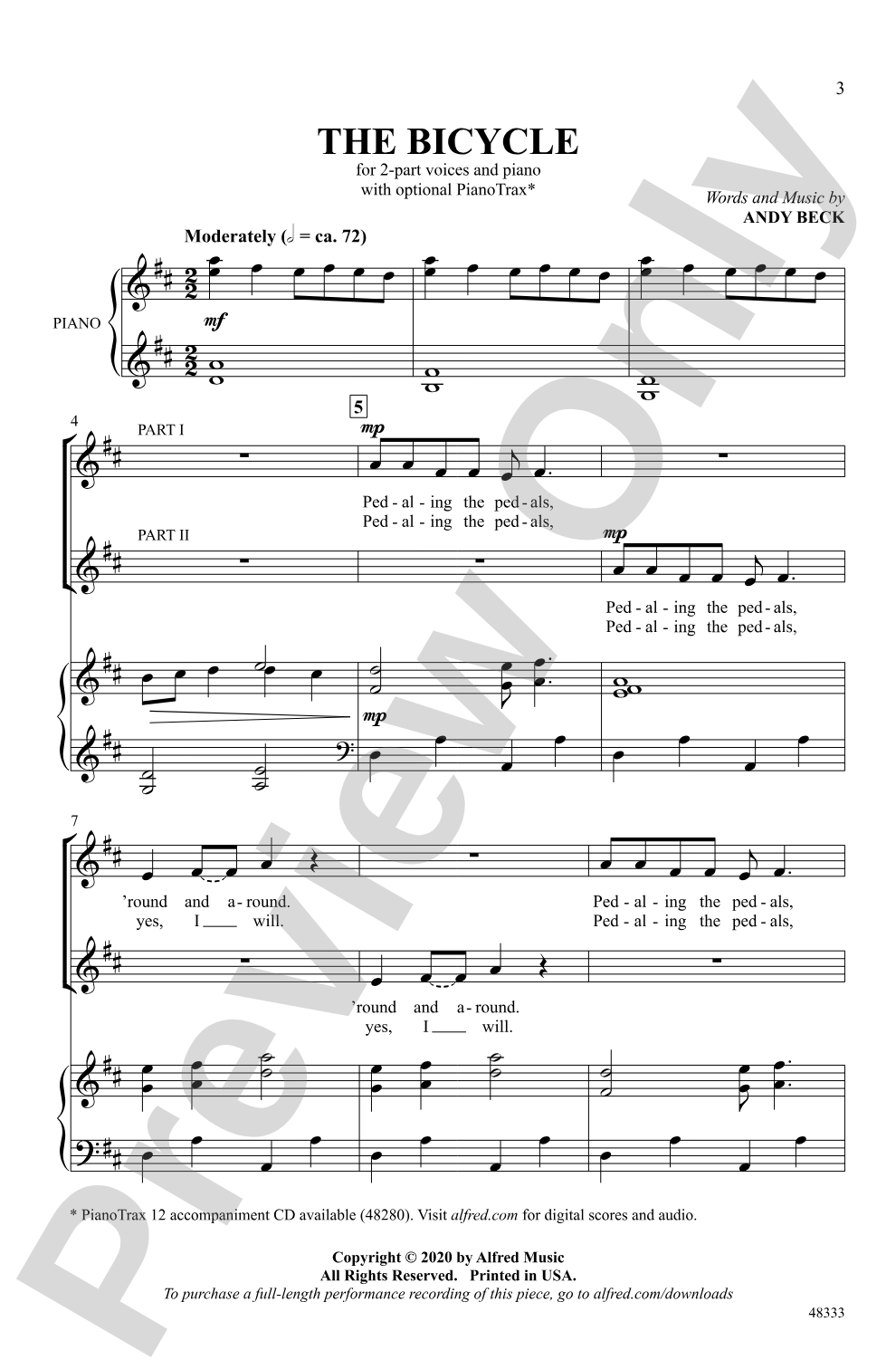 The Bicycle: 2-Part Choral Octavo
