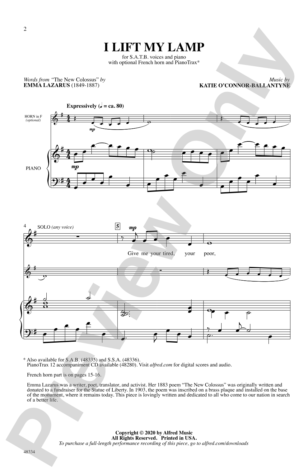 I Lift My Lamp: SATB Choral Octavo