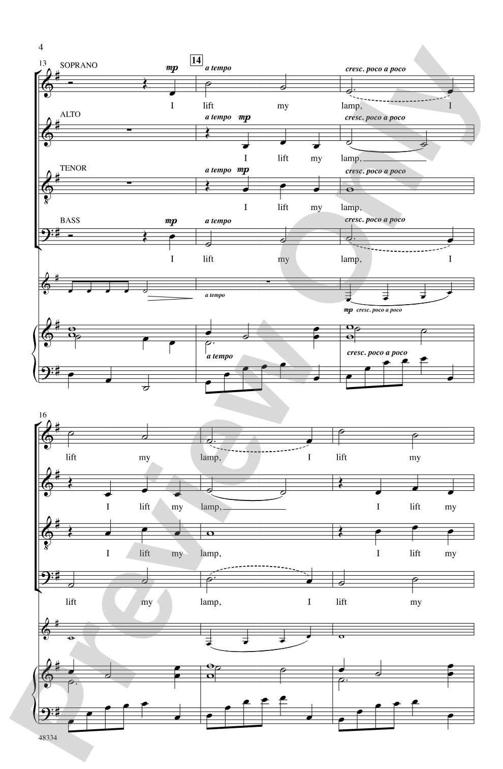 I Lift My Lamp: SATB Choral Octavo