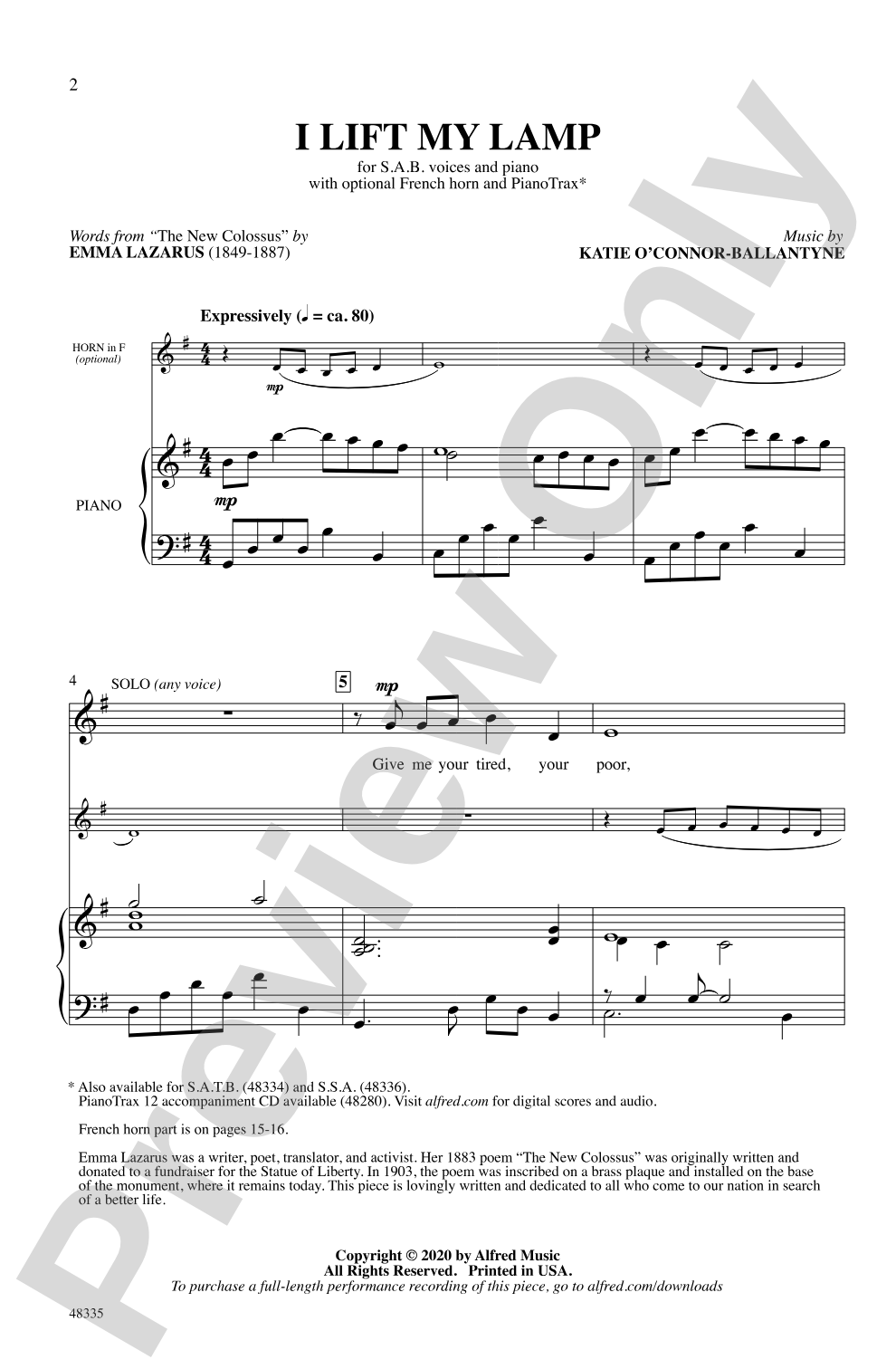 I Lift My Lamp: SAB Choral Octavo