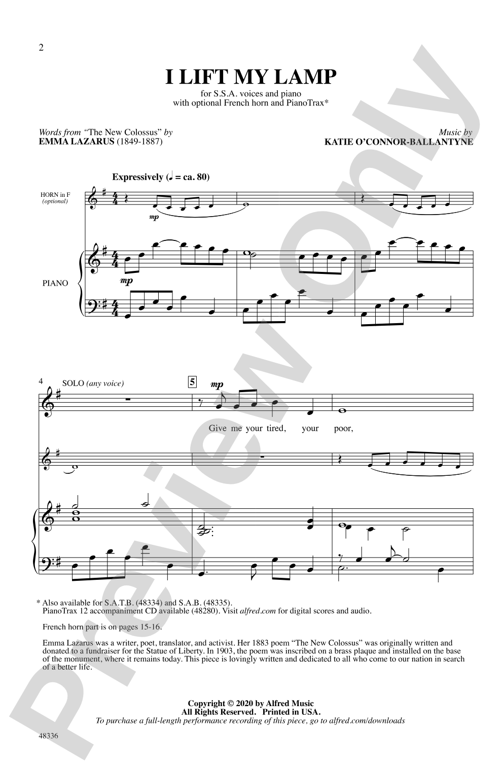 I Lift My Lamp: SSA Choral Octavo