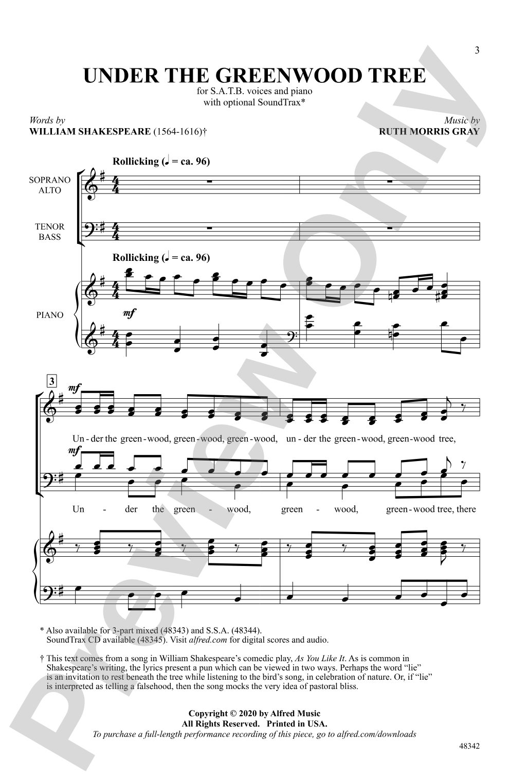 Under the Greenwood Tree: SATB Choral Octavo