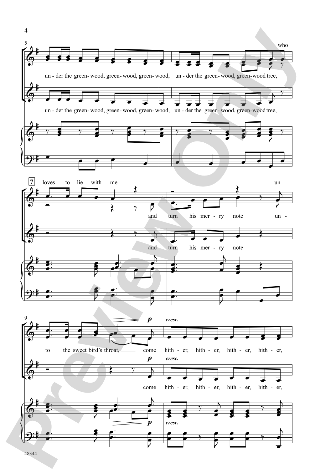 Under the Greenwood Tree: SSA Choral Octavo