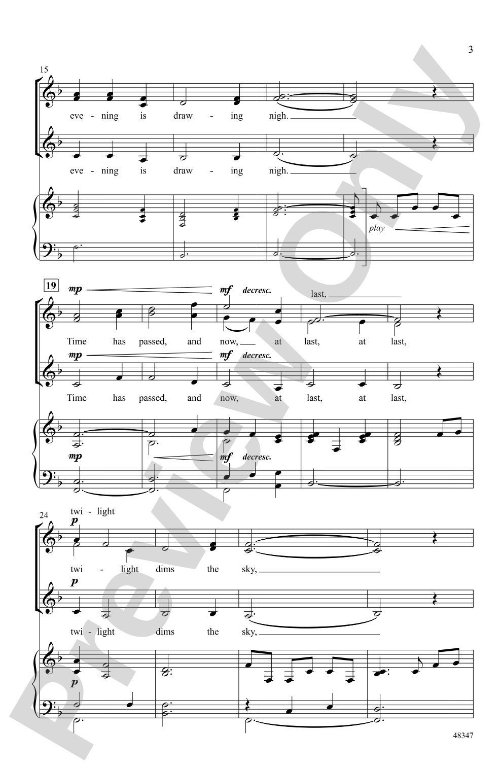 Twilight: SSA Choral Octavo