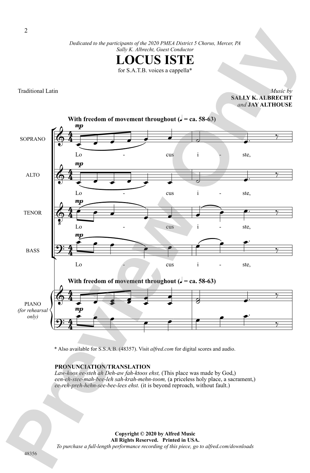 Locus Iste: SATB <i>a cappella</i> Choral Octavo