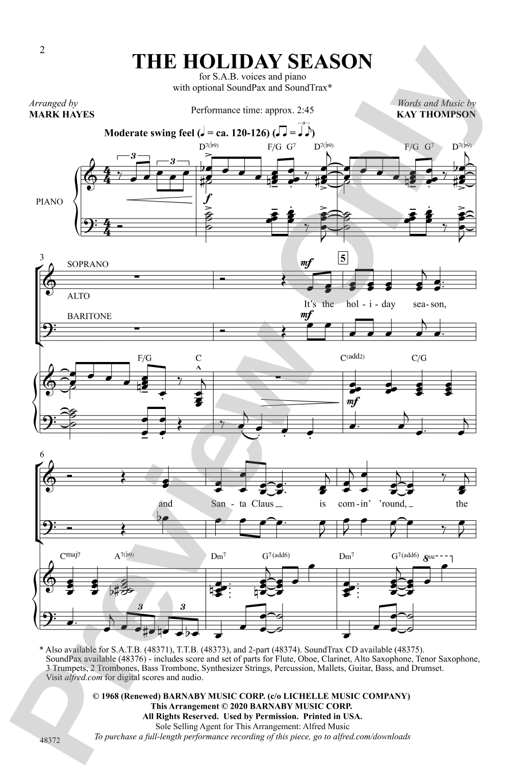 The Holiday Season: SAB Choral Octavo