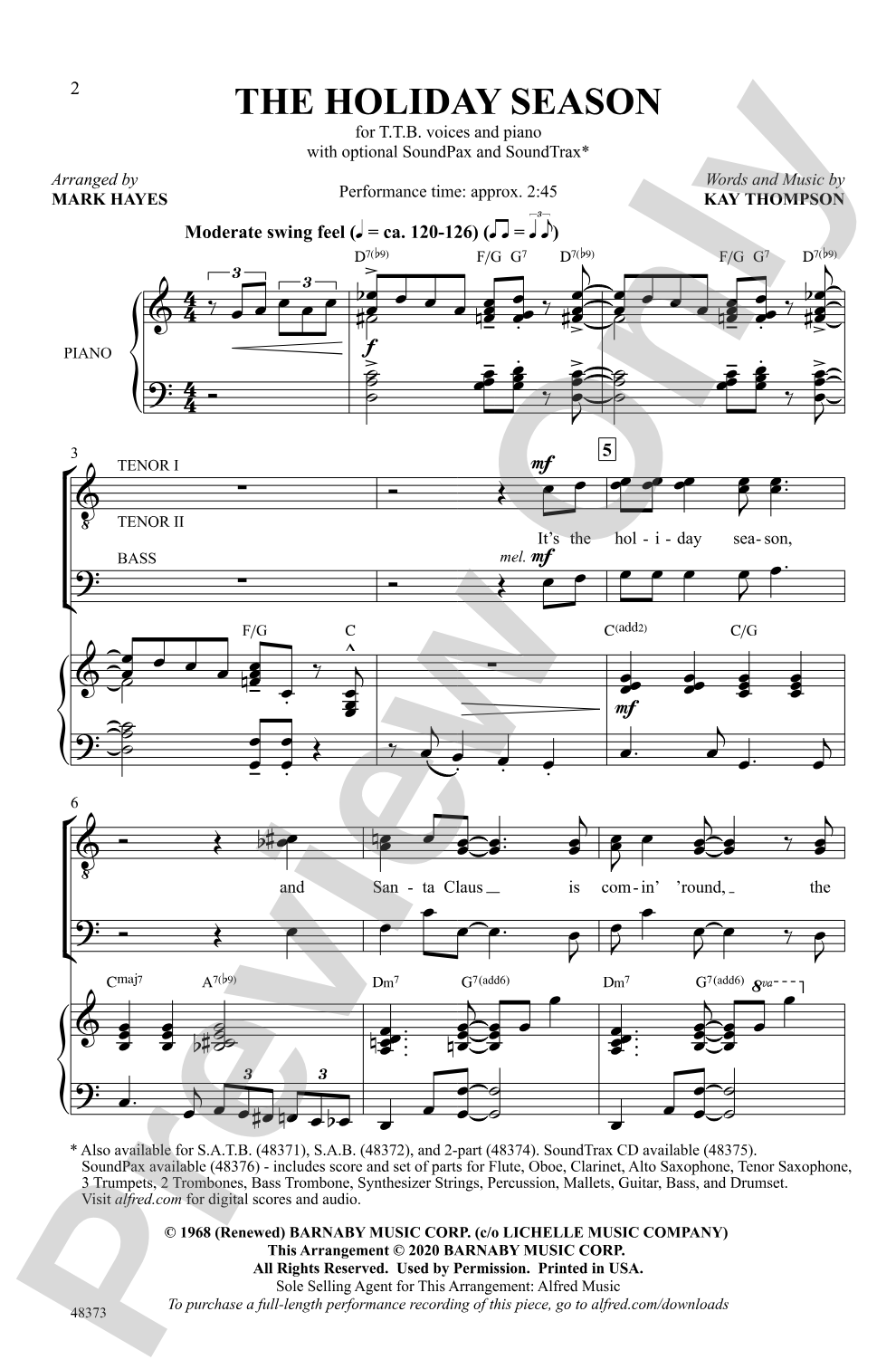 The Holiday Season: TTB Choral Octavo