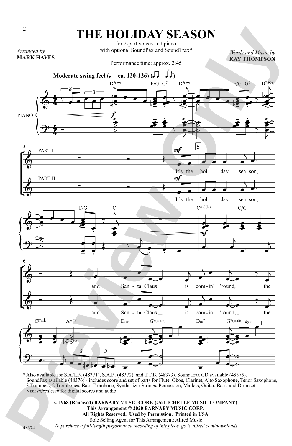 The Holiday Season: 2-Part Choral Octavo