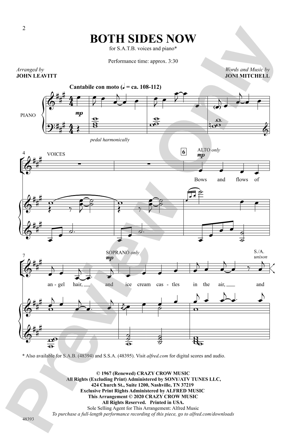 Both Sides Now: SATB Choral Octavo
