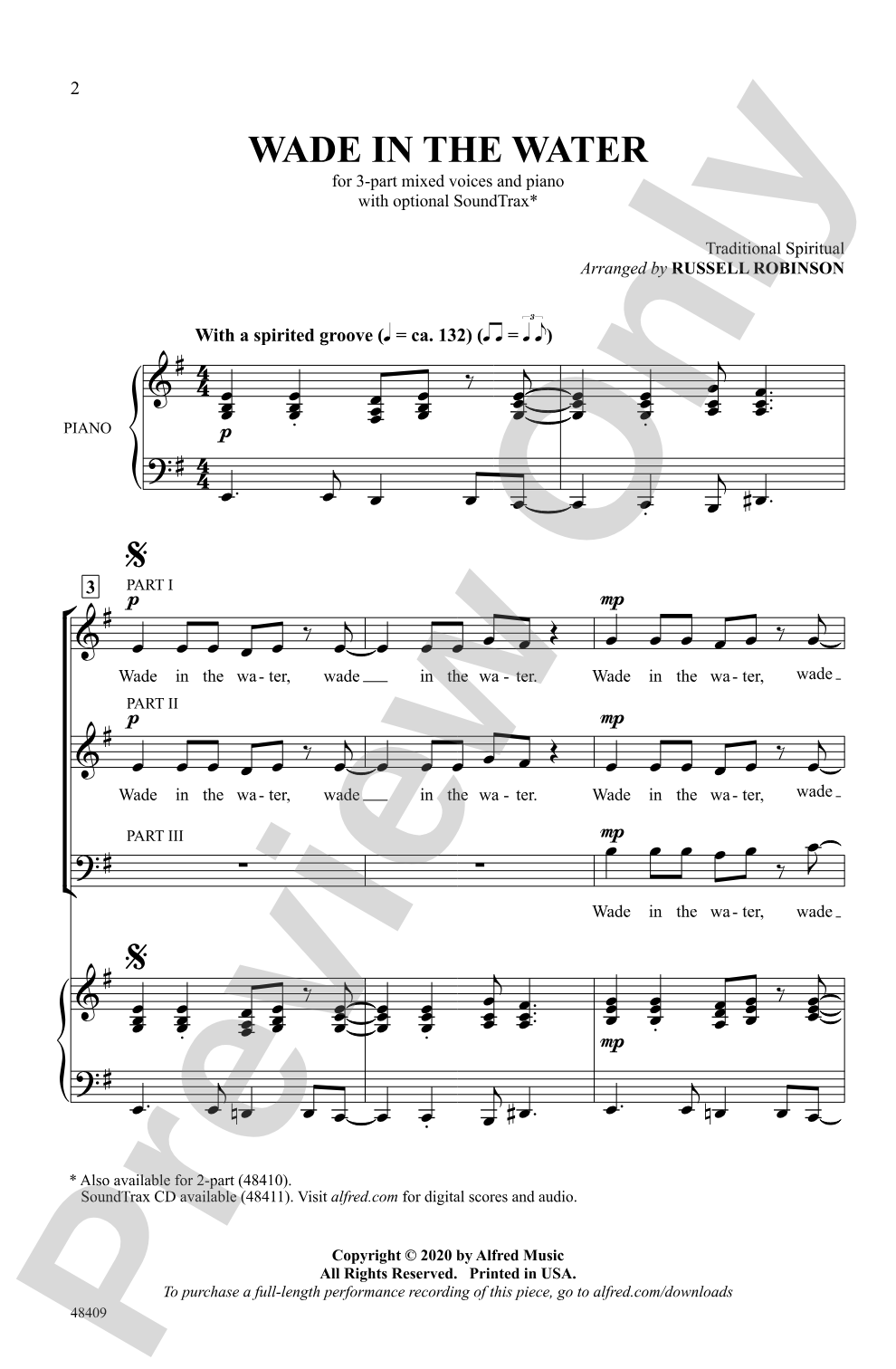 Wade in the Water: 3-Part Mixed Choral Octavo