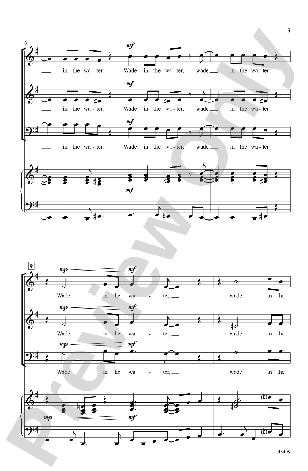 Wade in the Water: 3-Part Mixed Choral Octavo
