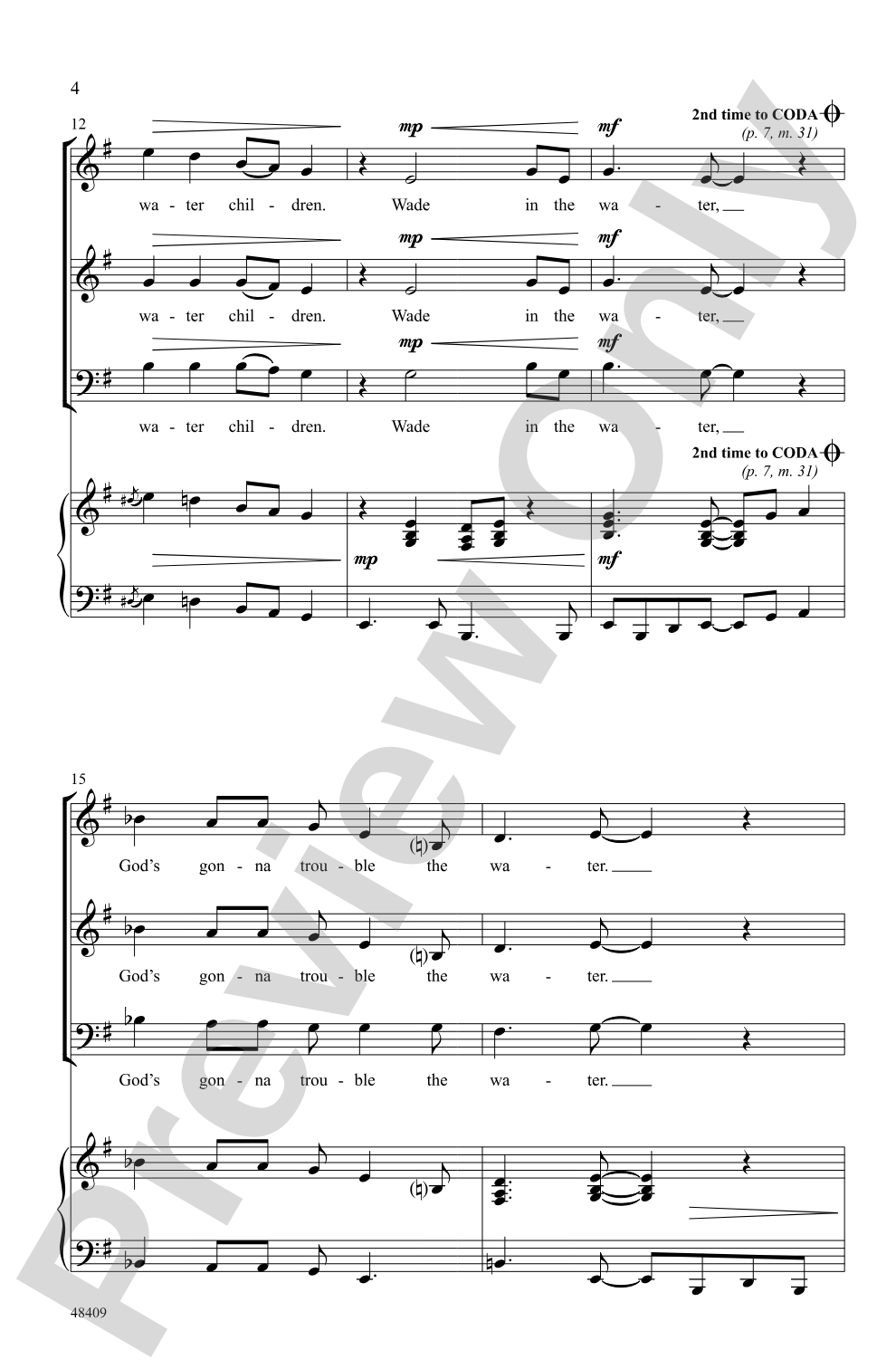 Wade in the Water: 3-Part Mixed Choral Octavo