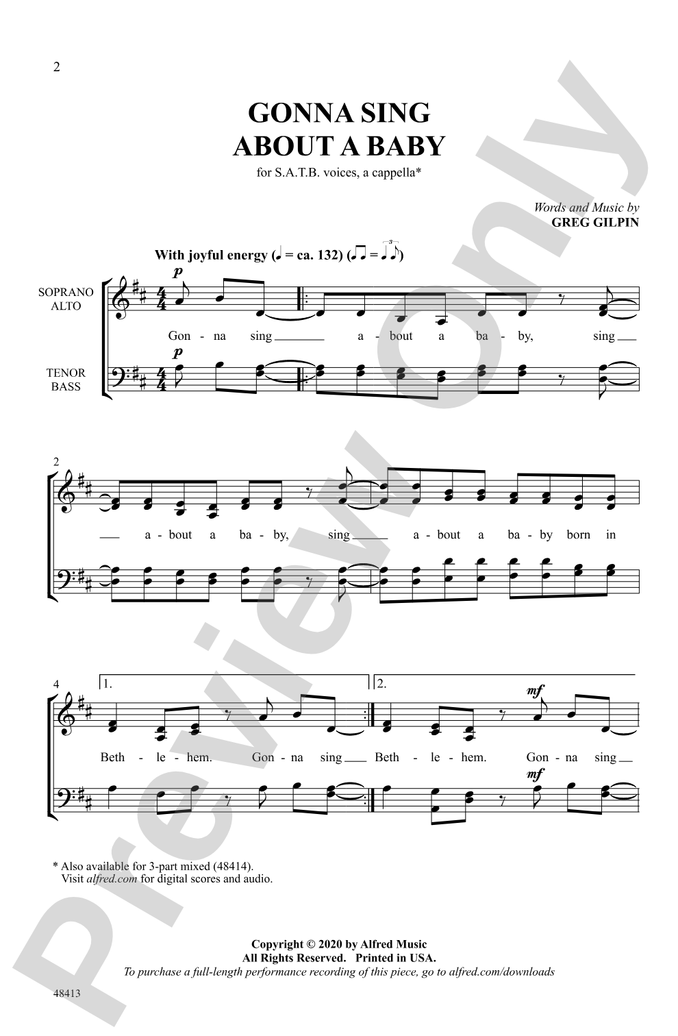 Gonna Sing About a Baby: SATB <i>a cappella</i> Choral Octavo