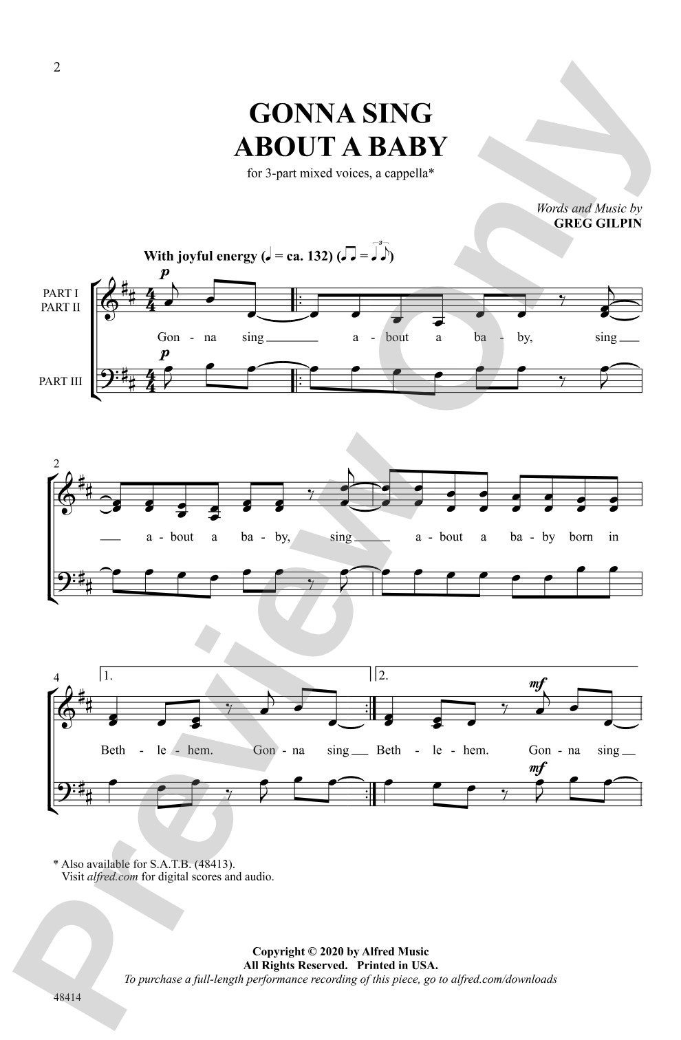 Gonna Sing About a Baby: 3-Part Mixed, <I>a cappella</I> Choral Octavo