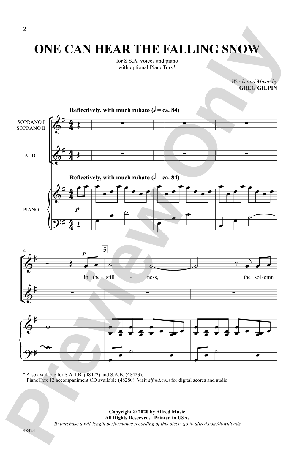 One Can Hear the Falling Snow: SSA Choral Octavo
