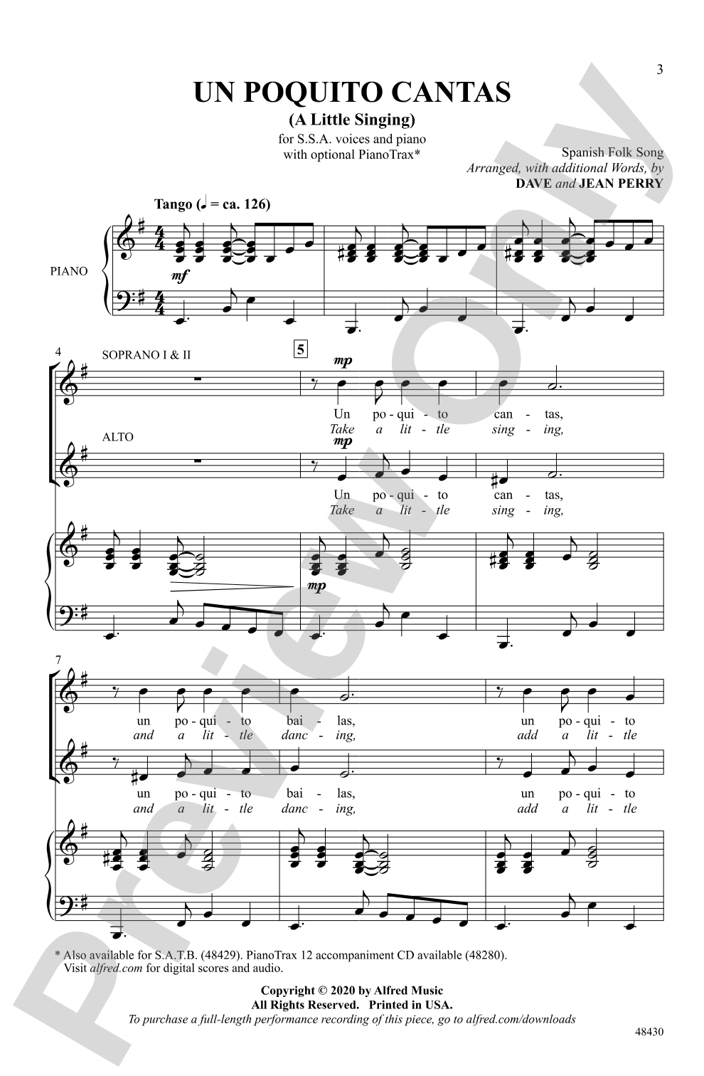Un Poquito Cantas: SSA Choral Octavo