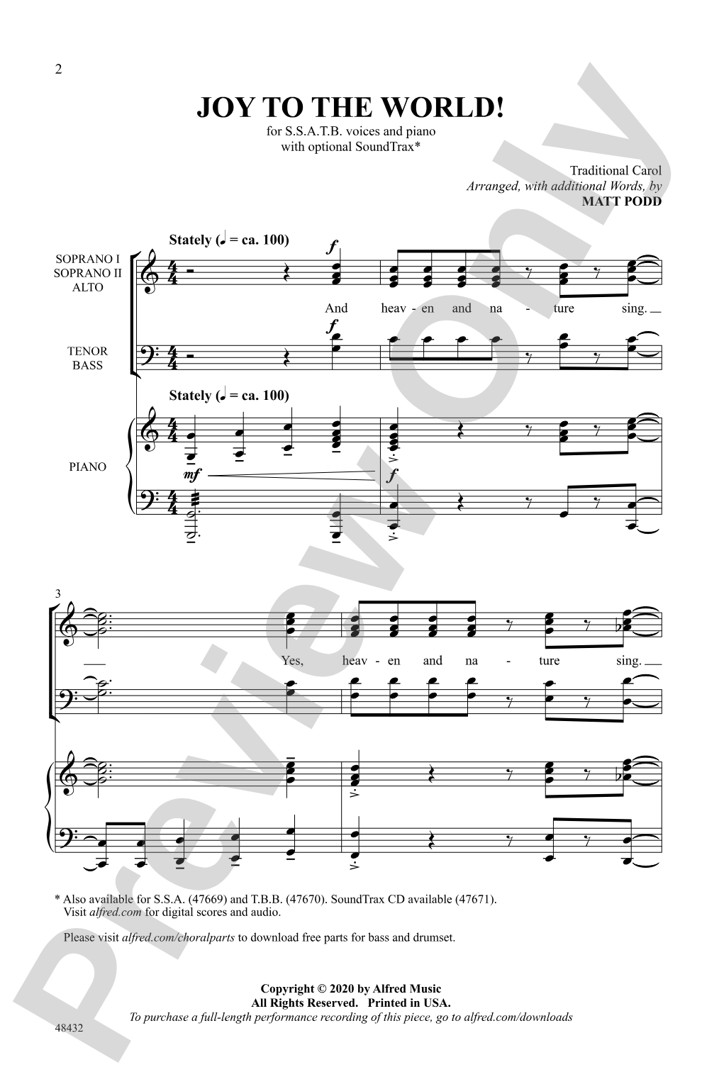 Joy to the World!: SSATB Choral Octavo