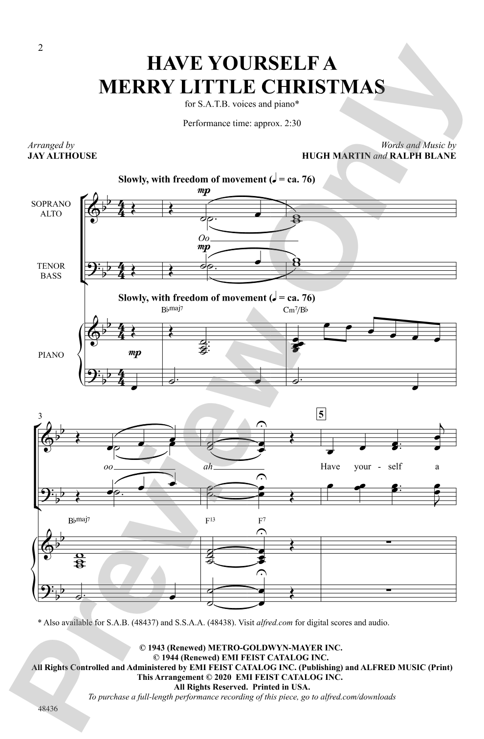 Have Yourself a Merry Little Christmas: SATB Choral Octavo