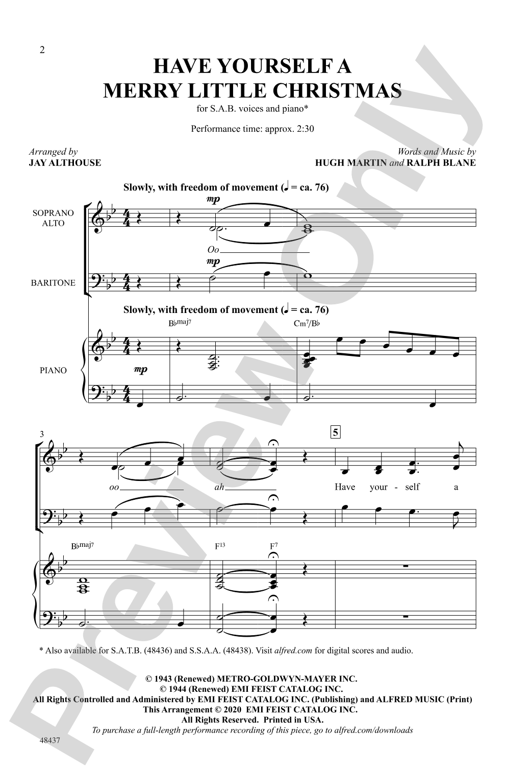 Have Yourself a Merry Little Christmas: SAB Choral Octavo