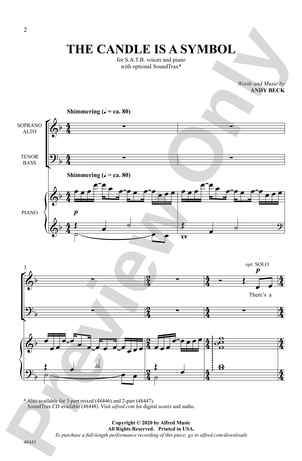 The Candle Is a Symbol: SATB Choral Octavo