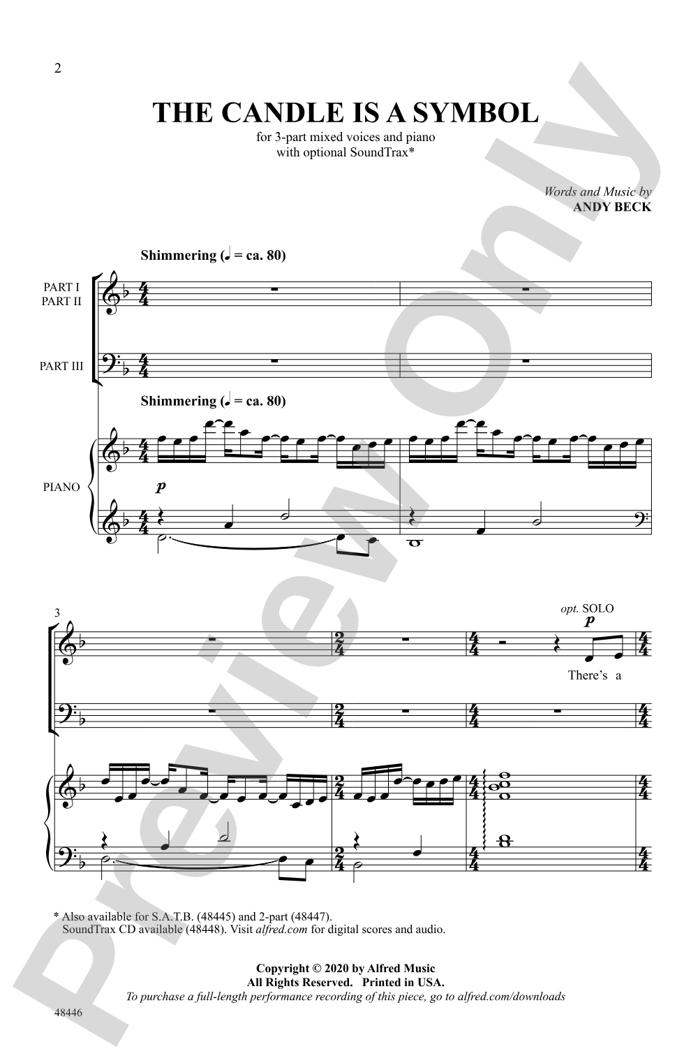 The Candle Is a Symbol: 3-Part Mixed Choral Octavo