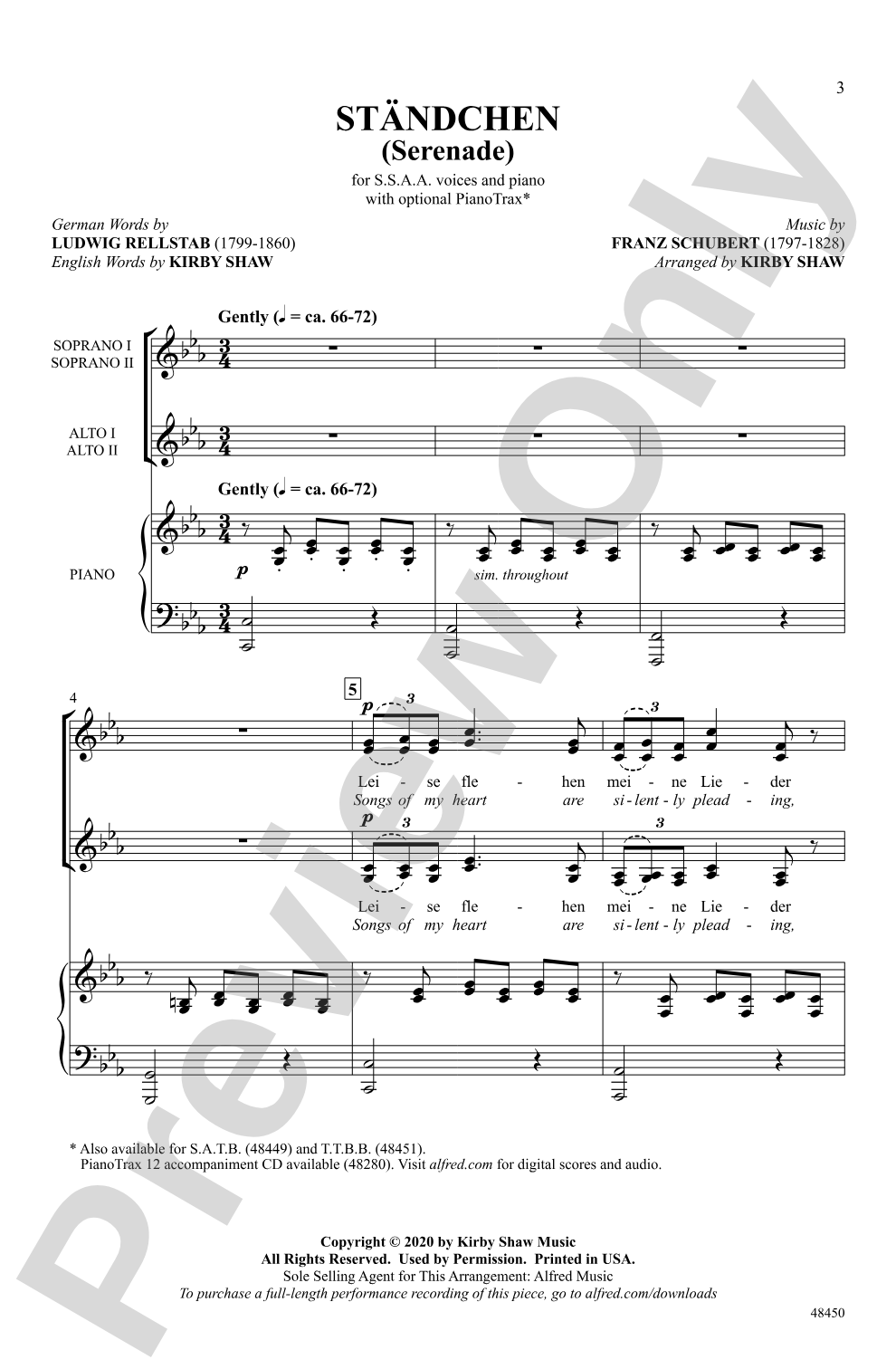 Ständchen: SSAA Choral Octavo