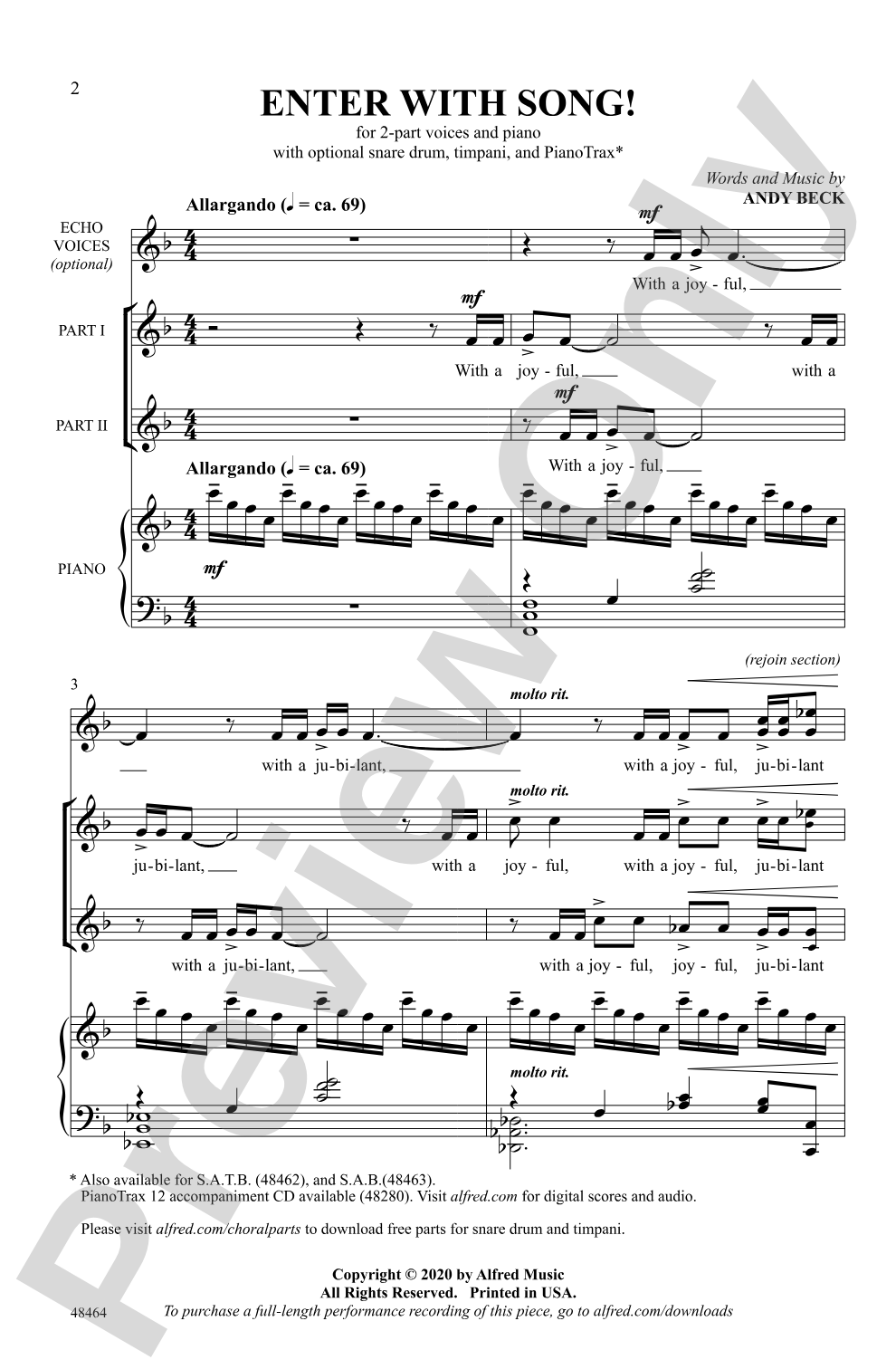 Enter with Song!: 2-Part Choral Octavo