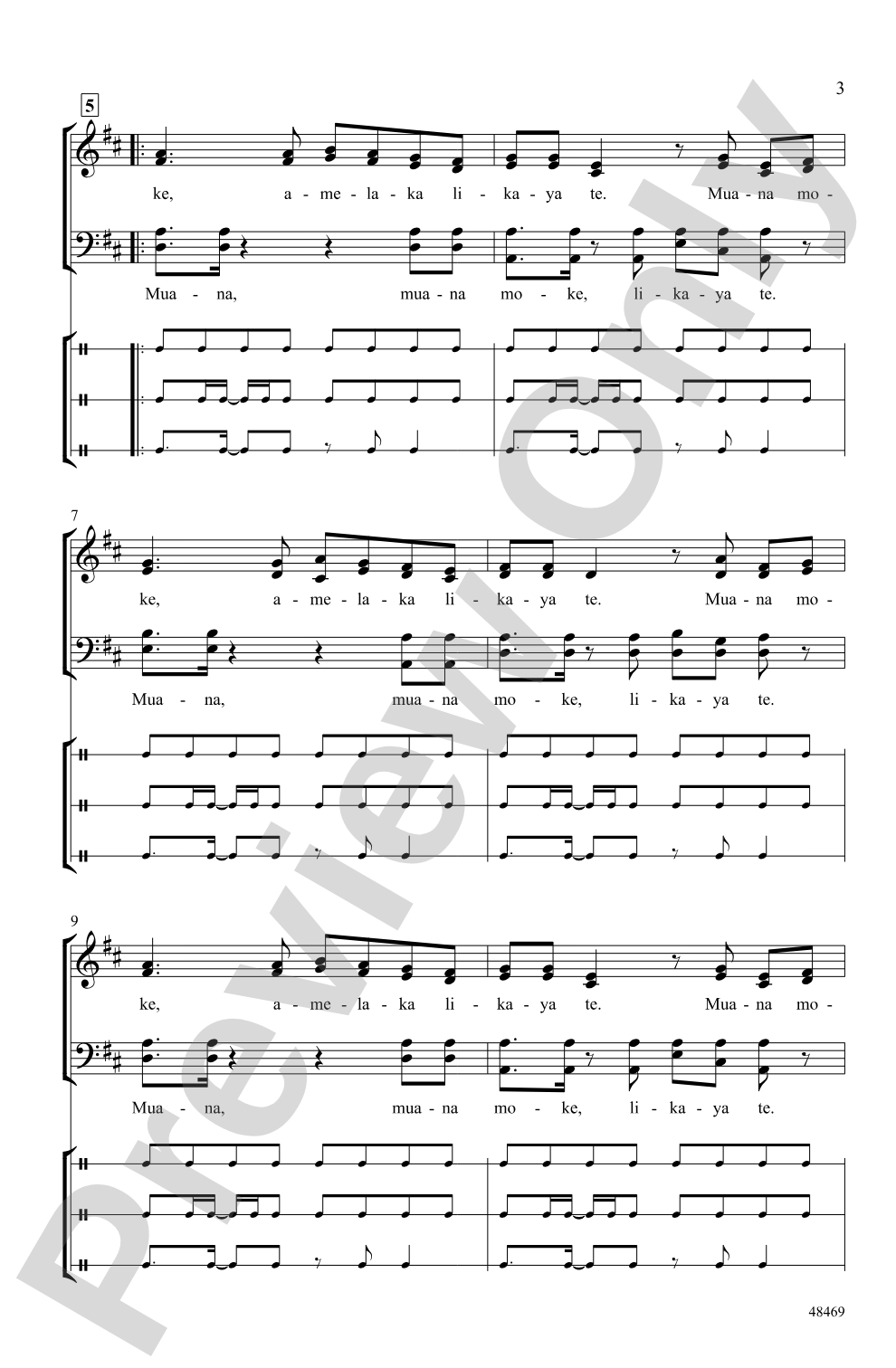Muana Moke: SATB <i>a cappella</i> Choral Octavo