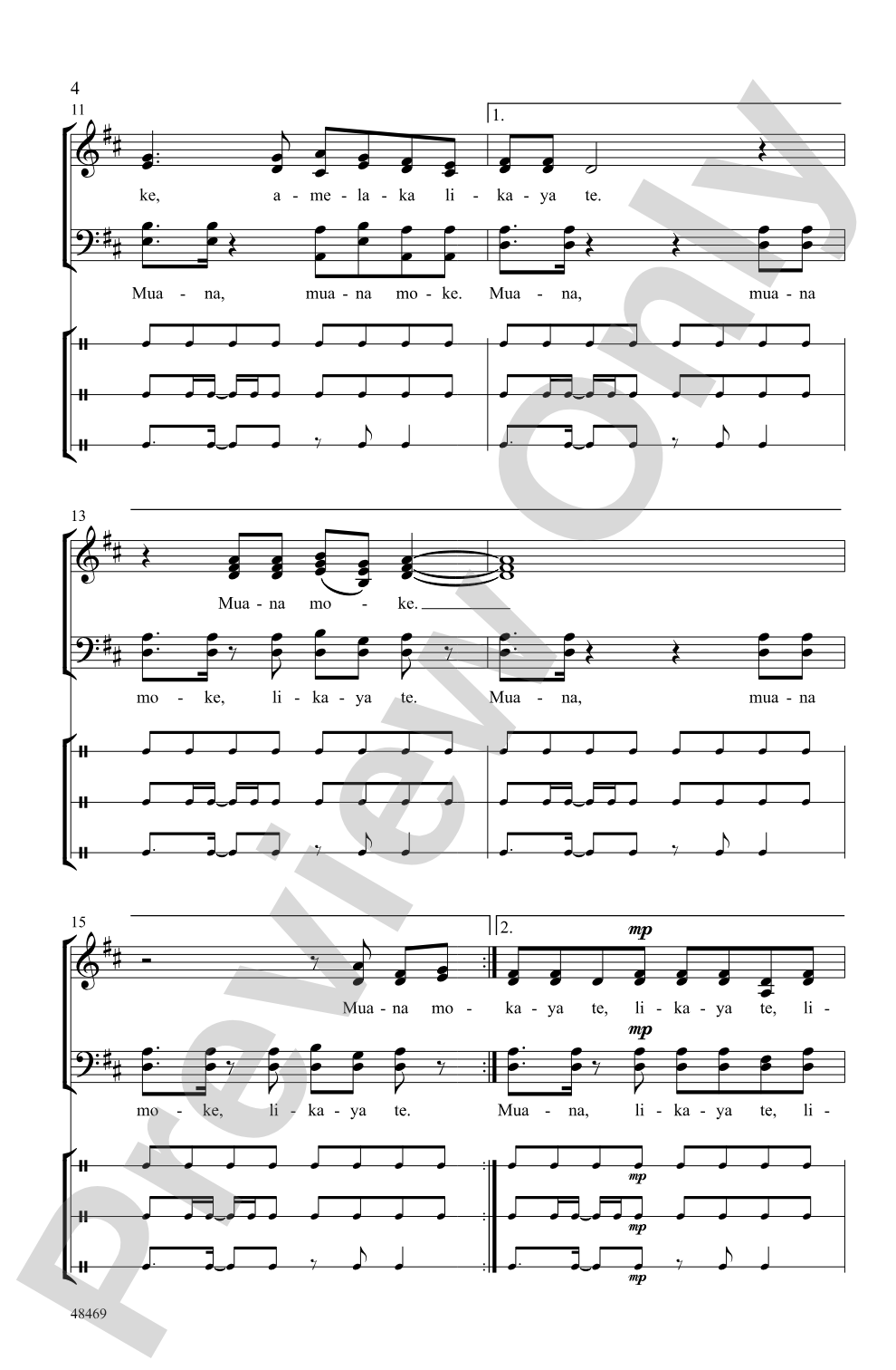 Muana Moke: SATB <i>a cappella</i> Choral Octavo