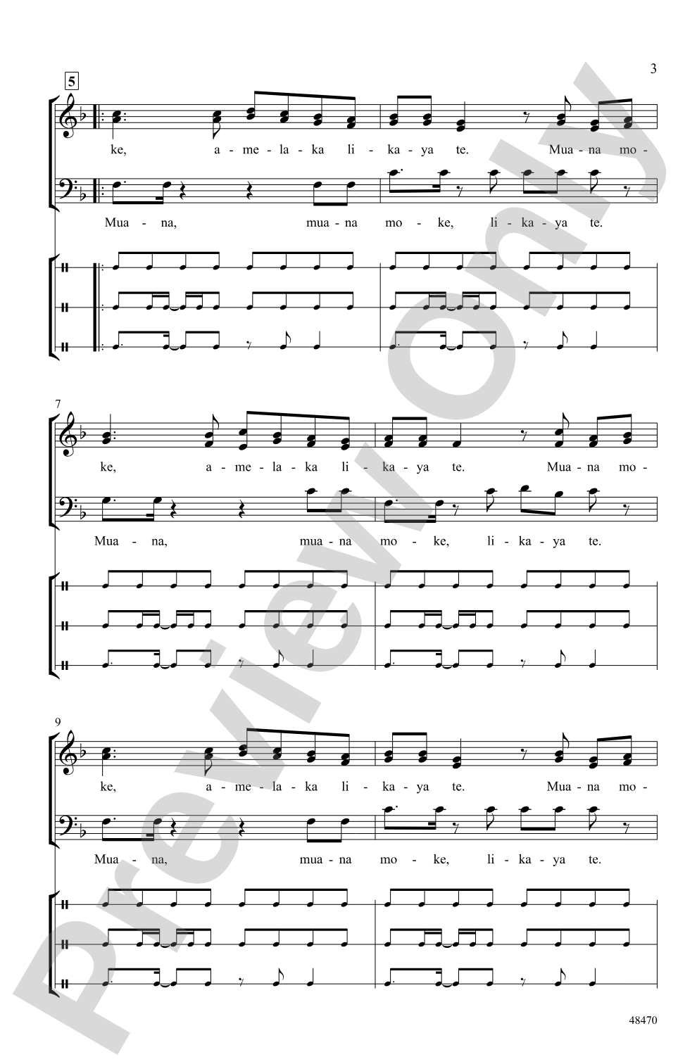 Muana Moke: 3-Part Mixed, <i>a cappella</i> Choral Octavo