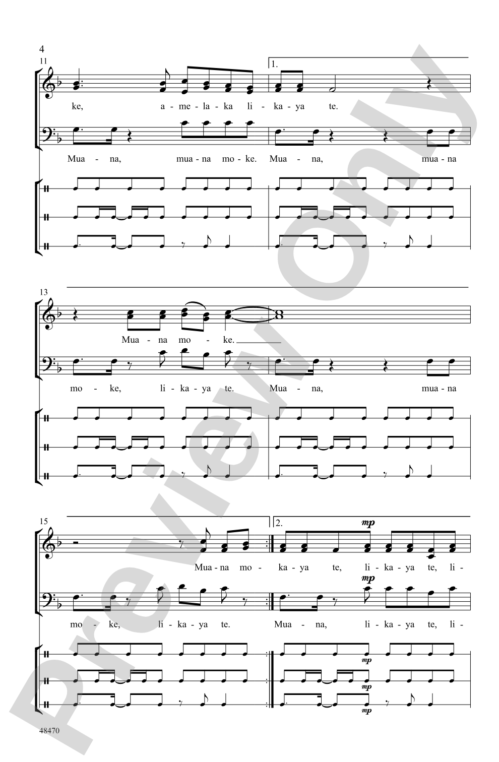 Muana Moke: 3-Part Mixed, <i>a cappella</i> Choral Octavo