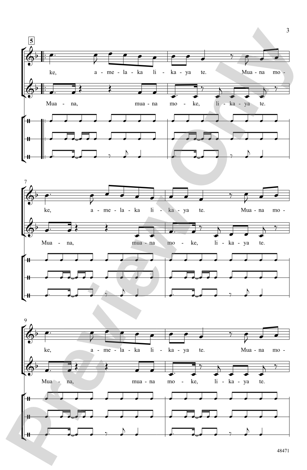 Muana Moke: 2-Part, <I>a cappella</I> Choral Octavo