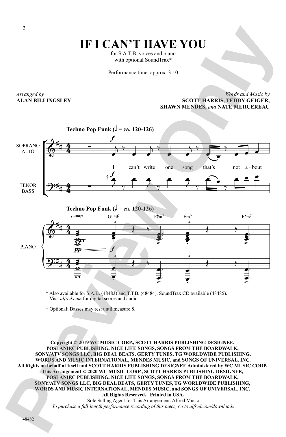 If I Can't Have You: SATB Choral Octavo