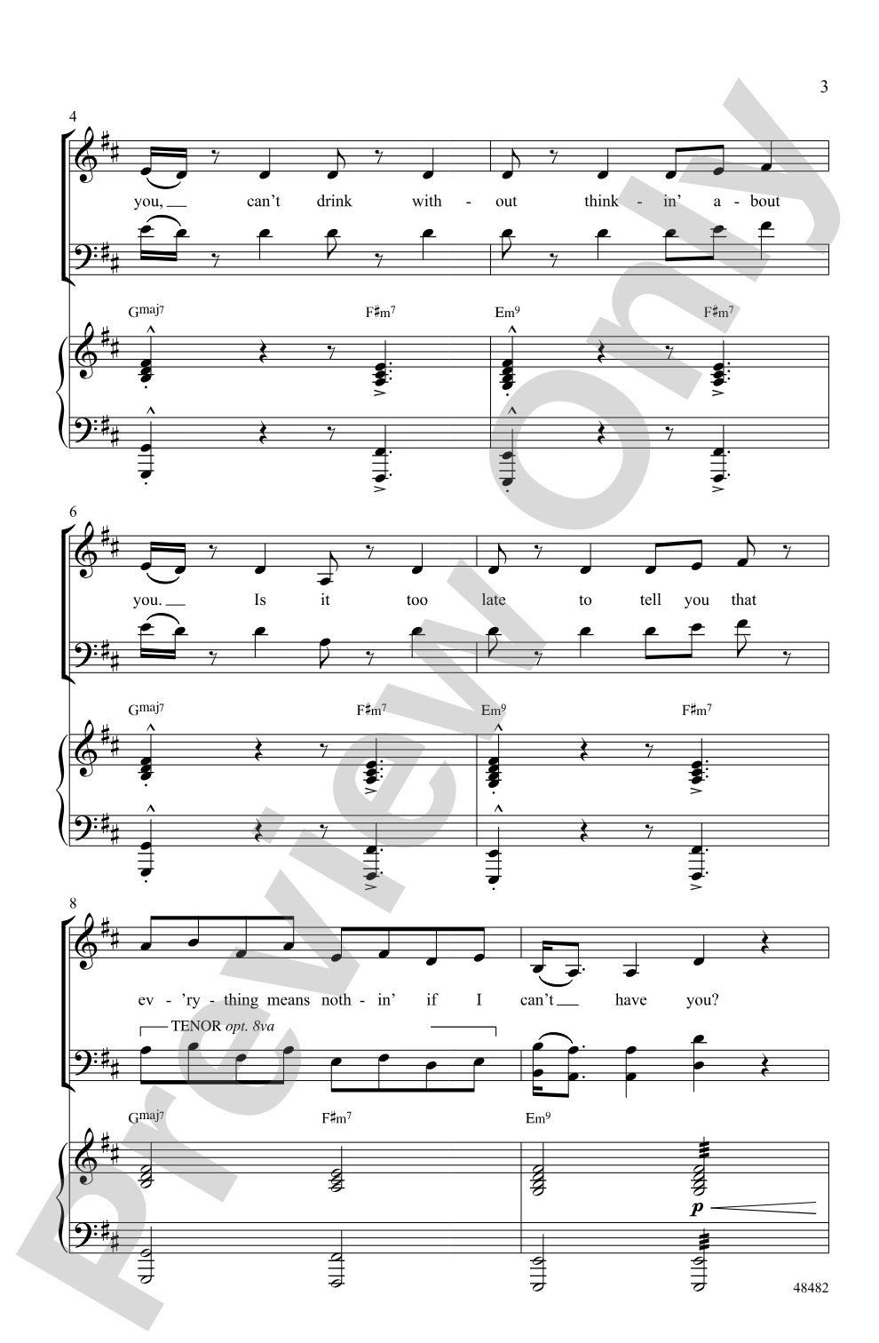If I Can't Have You: SATB Choral Octavo