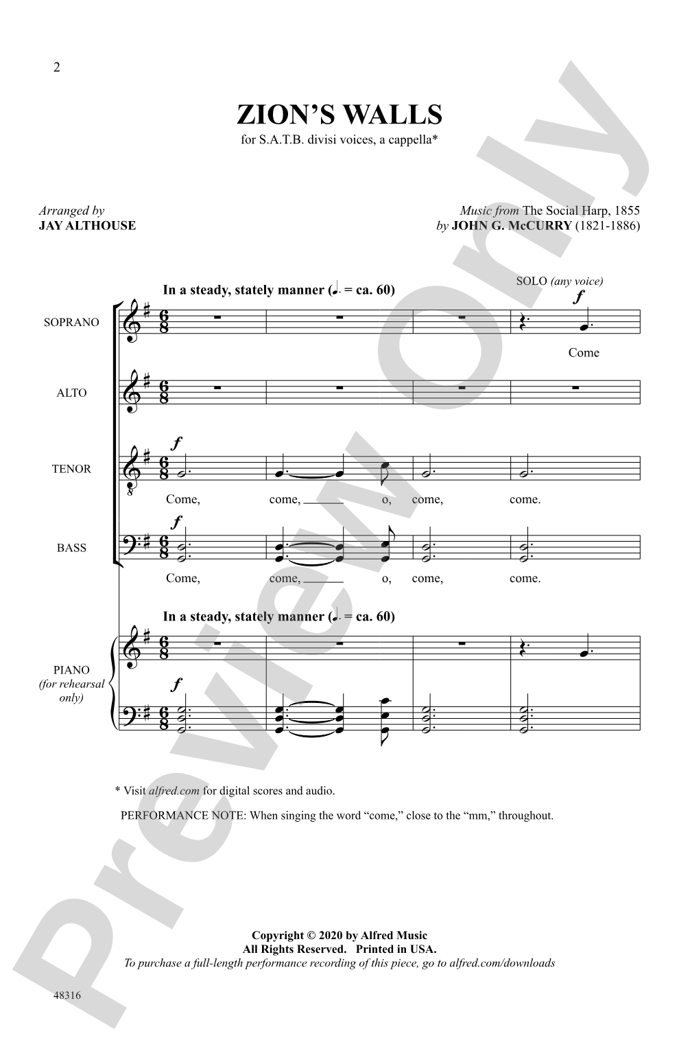 Zion's Walls: SATB divisi, <I>a cappella</I> Choral Octavo