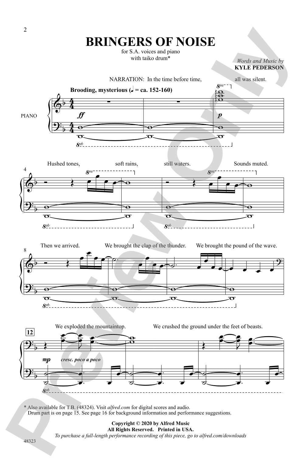 Bringers of Noise: SA Choral Octavo