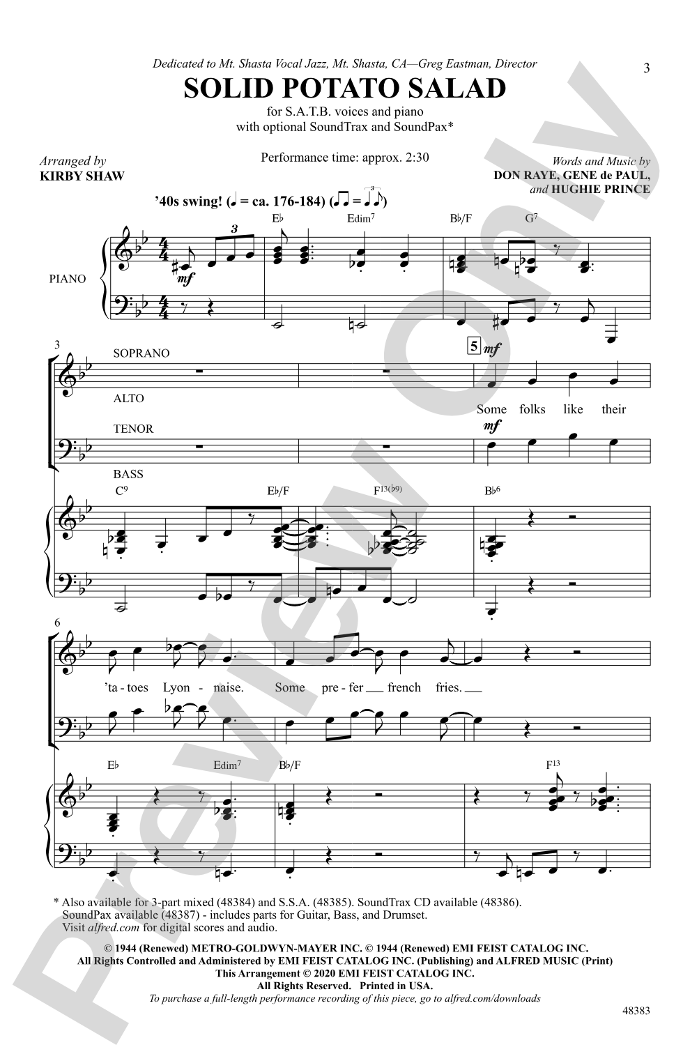 Solid Potato Salad: SATB Choral Octavo