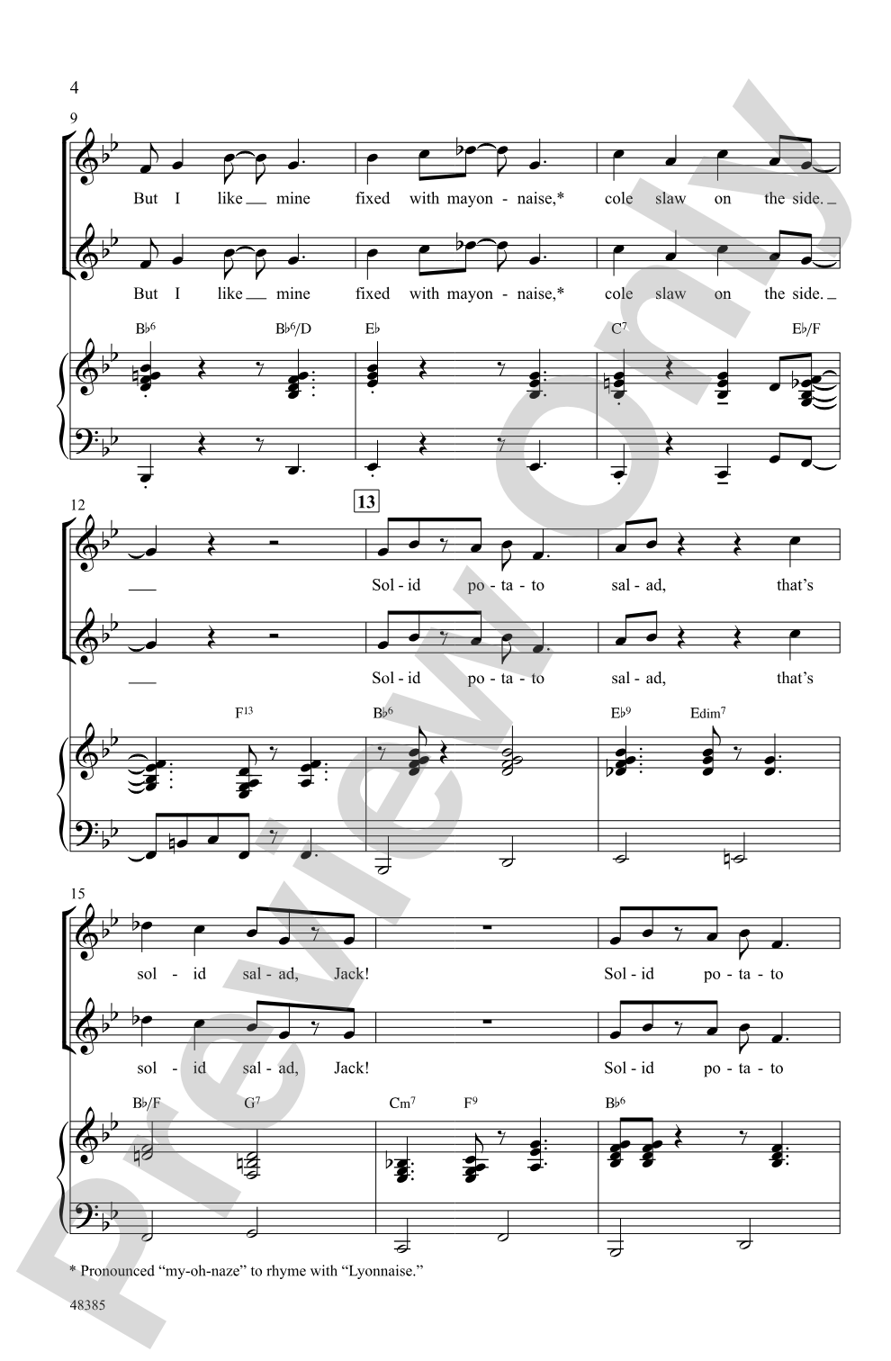 Solid Potato Salad: SSA Choral Octavo