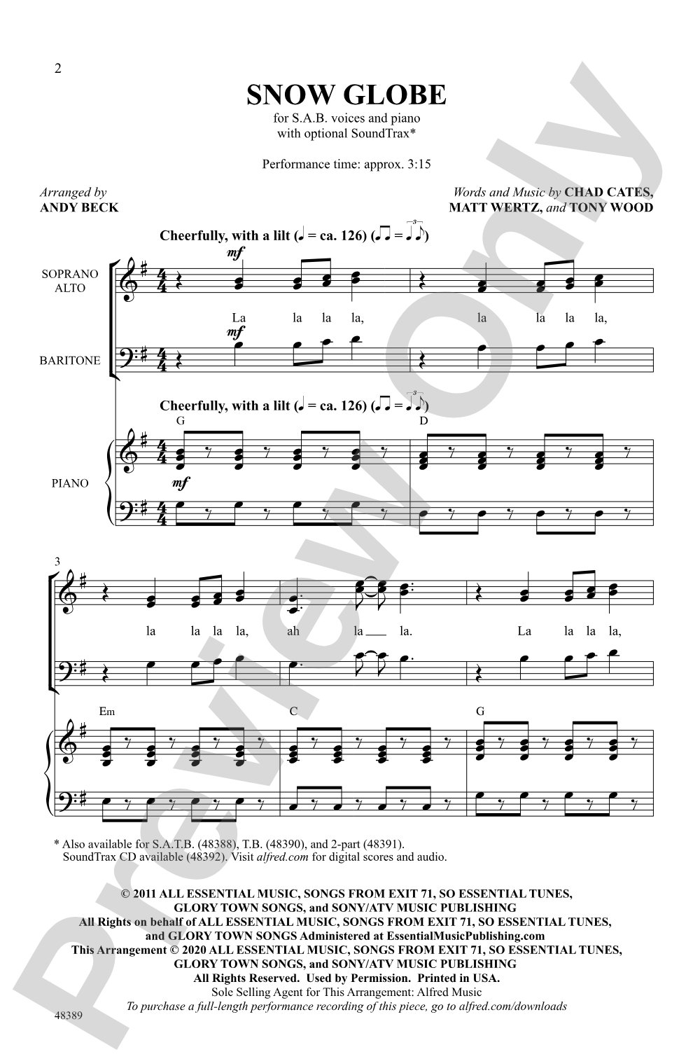 Snow Globe: SAB Choral Octavo