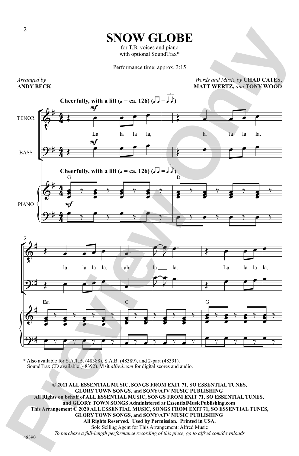 Snow Globe: TB Choral Octavo