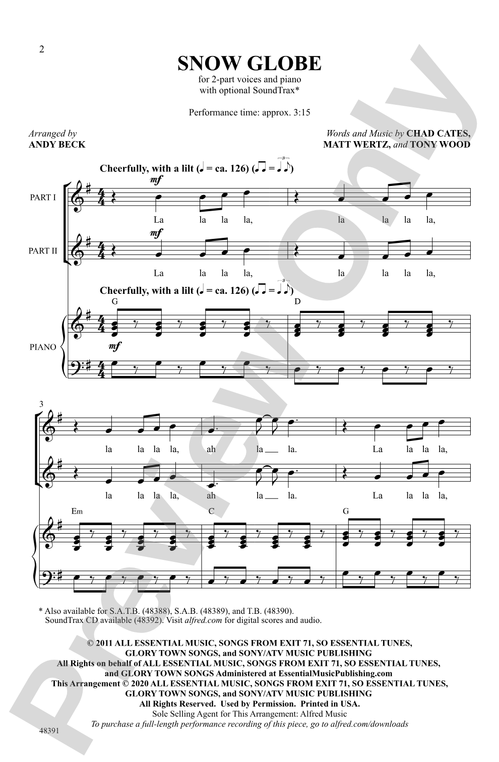 Snow Globe: 2-Part Choral Octavo